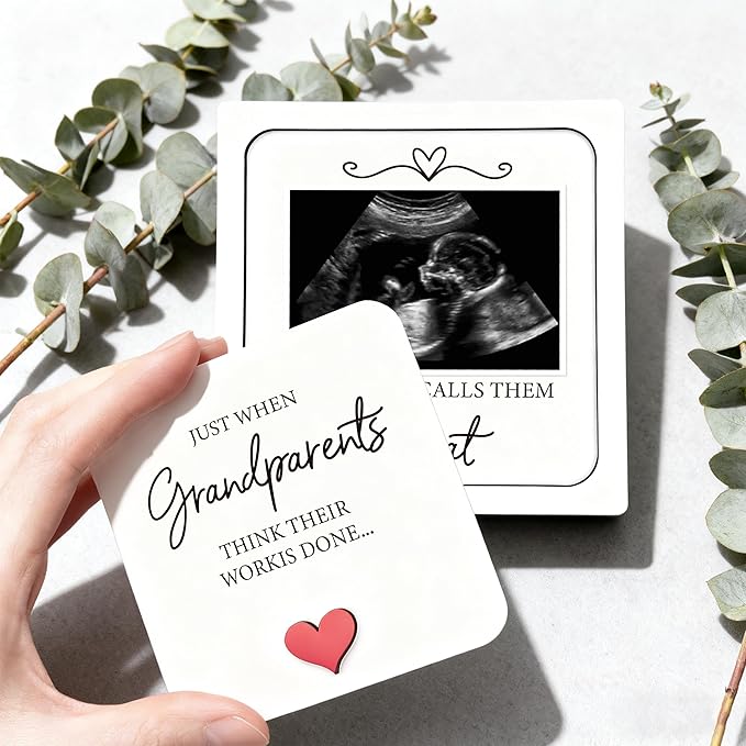 Pregnancy Announcement Ultrasound Picture Frame, Just When Grandparents Think Their Work is Done Someone Calls Them Great Wooden Surprise Box, Baby Announcement Pregnancy Reveal Gifts