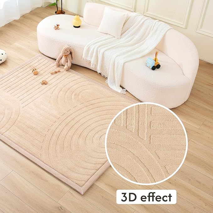 Stylish Coral Baby Play Mat for Floor 47" x 67" Arches – Soft 1" Thick High-Density Memory Foam Nursery Rug,Kids Rug with Non-Slip Backing for Crawling & Playing, Playroom Rug, Kids Carpet