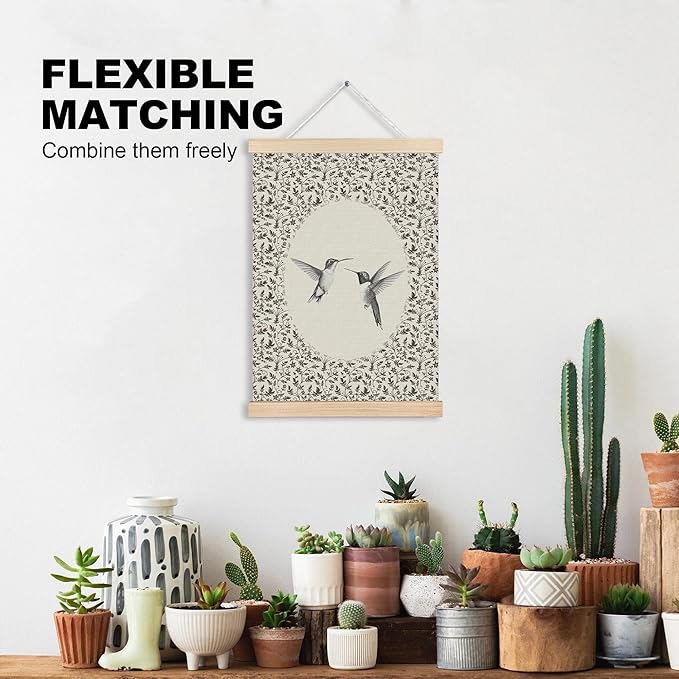 MVLJG Vintage Floral Bird Wall Art Poster, Rustic Hummingbird Canvas Prints Hanging Wall Decor for Cottagecore Home Girls Room Nursery Bedroom, 12x16 Inches