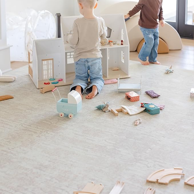 Baby Play Mat for Floor - Sandstone (6x8ft) - Premium EVA Foam Play Mat for Babies & Toddlers (Ages 0-5+) Non-Toxic Playmat for Tummy Time, Crawling & Playroom - Stylish & Comfortable