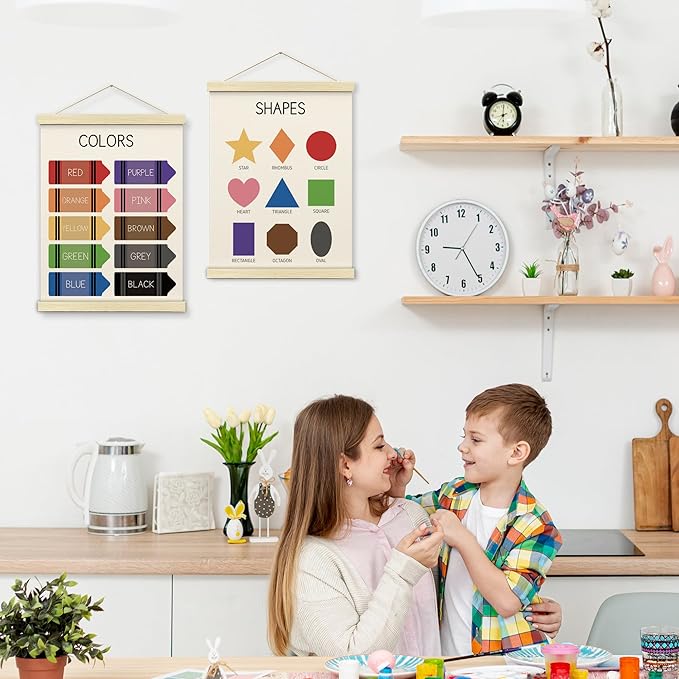 BONETAT Nursery Color Days of the Week Poster for Kids,Educational Toddler Learning Posters for Playroom Wall Art,Preschool Shapes Colors Chart for Classroom & Homeschool - A03