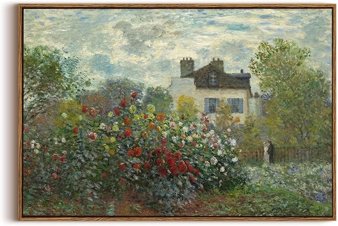 OIQArtOIQ Vintage Landscape Canvas Wall Art Framed Natural Scenery Painting Artwork Prints France Country Wilderness Farmhouse Decor Pictures Kitchen Bedroom Living Room Bathroom