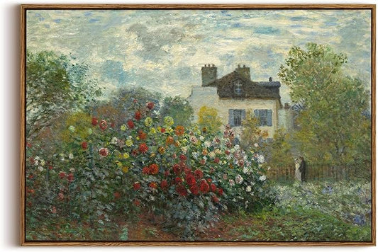 OIQArtOIQ Vintage Landscape Canvas Wall Art Framed Natural Scenery Painting Artwork Prints France Country Wilderness Farmhouse Decor Pictures Kitchen Bedroom Living Room Bathroom