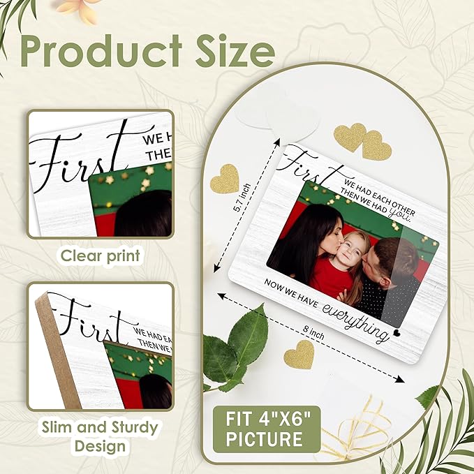 First Christmas Baby Picture Frame - Gender Reveal Decorations and Baby Shower Gifts for New Mom Grandparent Pregnancy Announcement Newborn Nursery 4 X 6 Inch Family Keepsake Frame - A14