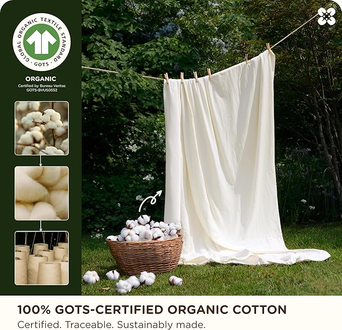 Bedsure Cotton Duvet Cover King, 100% GOTS Organic Cotton Duvet Cover Set, Fair Trade Certified King Bedding Set, Eco-Friendly, Ultra-Soft, Breathable Home Bedding for All Seasons(Ivory, 104"x90")