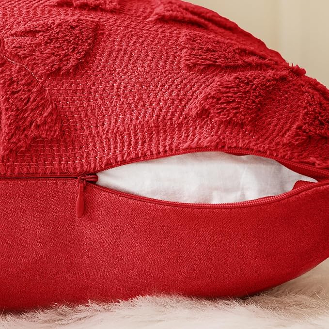 MIULEE Christmas Red Bow Pillow Covers Coquette Room Decor Aesthetic Set of 2 Decorative Cute Girl Throw Pillow Soft Plush Faux Pillowcase for Girl Bed Couch Sofa,18x18 Inch
