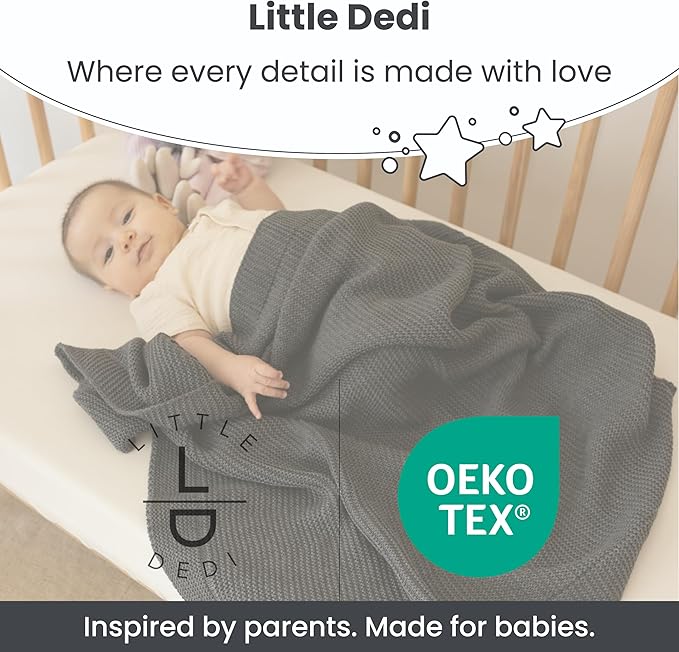 Baby Soft Knitted Blanket - Soft & Breathable - Oeko-Tex Certified - Lightweight & Cuddly - Perfect for Newborns, Toddlers, Cot, Pram & Baby Room (Graphite)