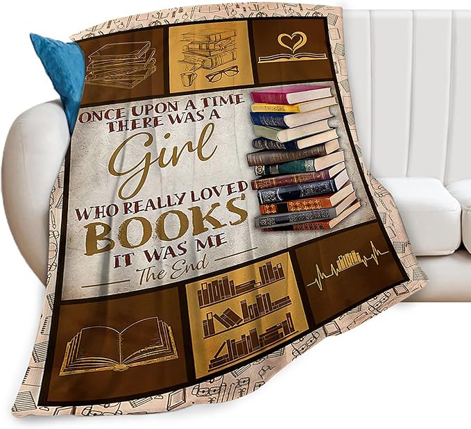 jerkboo Books Reading Blanket Throws Reading Gifts Reading Throw Blanket for Girls Kids Adults Soft Warm Cozy Fleece Blanket for Couch Sofa Bed 60""x50""