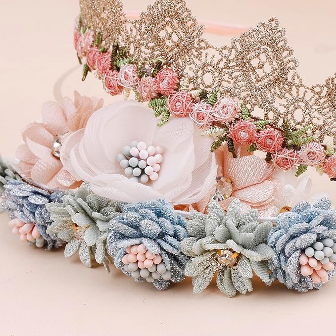 OOSAKU Baby Girl Flower Headbands Set Elastic Floral Headbands 6pcs Soft Nylon Hair Band for Newborn Toddler Hair Accessories (H-L6)