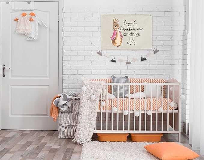 Baby Girl Nursery Room Infant Bedroom Reading Room Playroom Wall Decoration-Baby,Shower Easter Christmas Gift-Rectangular Banner Flag Wall Art Decor-Even the Smallest Gift Can Change the World