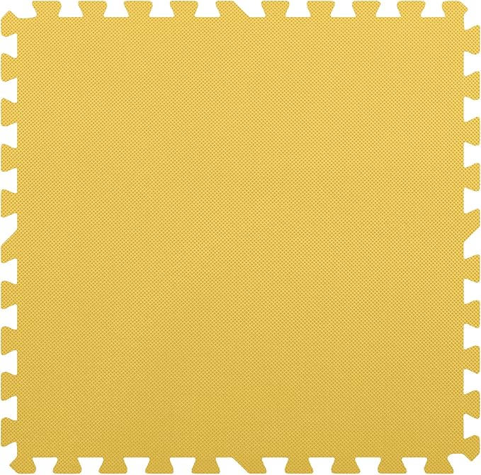 FlooringInc's 1/2" Soft Non-Toxic Baby Play Mat, Toddler Playmat, Colorful Puzzle PlayMat, Floor Mats for Kids & Babies, EVA Foam Interlocking Tiles for Nursery & Playroom | Yellow, 20 Tiles, 80 Sq/Ft