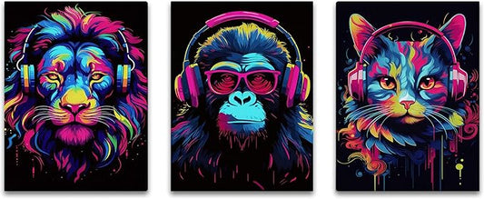 Shwing Framed Teen Boys Gaming Room Decor Wall Art, Set of 3 Canvas, 12'' x 16'' Read to Hang
