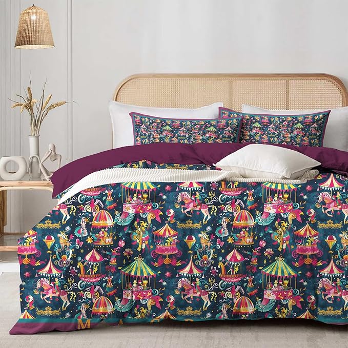 MAGRACE King Christmas Duvet Cover with Zipper Closure Soft 800 Thread Count Cotton Textured Bedding Quilt Cover Set for Holiday