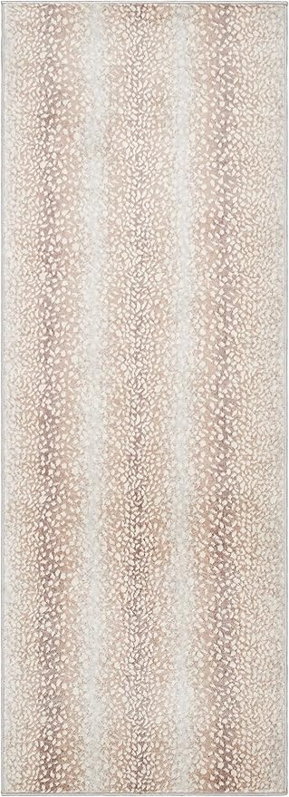 Hauteloom Pointblank Modern Animal Print Runner Rug for Hallway, Kitchen - Bohemain Leopard Print Carpet - Contemporary Antelope Print Rug - Gray, Brown, Beige - 2'7" x 10'