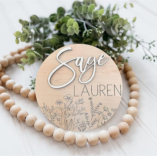 NAZENTI Personalized Baby Name Announcement Wooden Signs, Custom Birth Announcement Sign For Hospital, Birth Stat Sign For Decor, Gifts For Baby Girl Or Boy Shower, Baby's Arrival Gifts