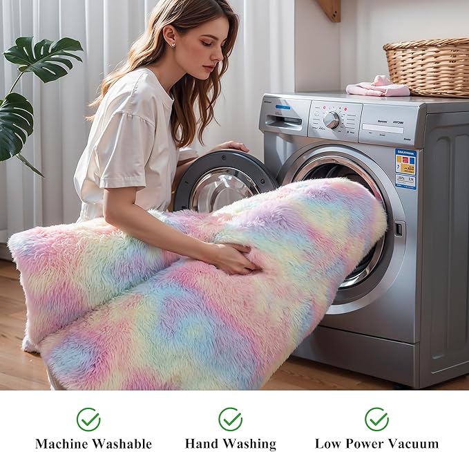 KCHOWUA Fluffy Fuzzy Unicorn Rugs for Girls Bedroom,3x5 Washable Non Slip Shag Shaggy Area Rug for Living Room,Princess Kids Toddler Boys Nursery Dorm Room Classroom Carpets,Rainbow