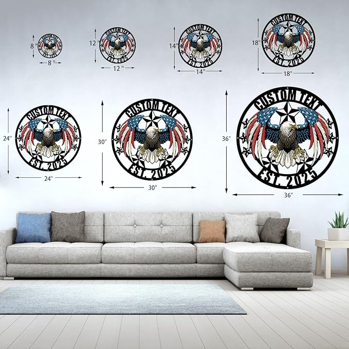 Personalized Metal Eagle American Flag Wall Decor, Colorful Design with Stars And Stripes, Patriotic American Bald Eagle Metal Sign, Patriotic Gift for Independence Day, Custom Signs Indoor/Outdoor