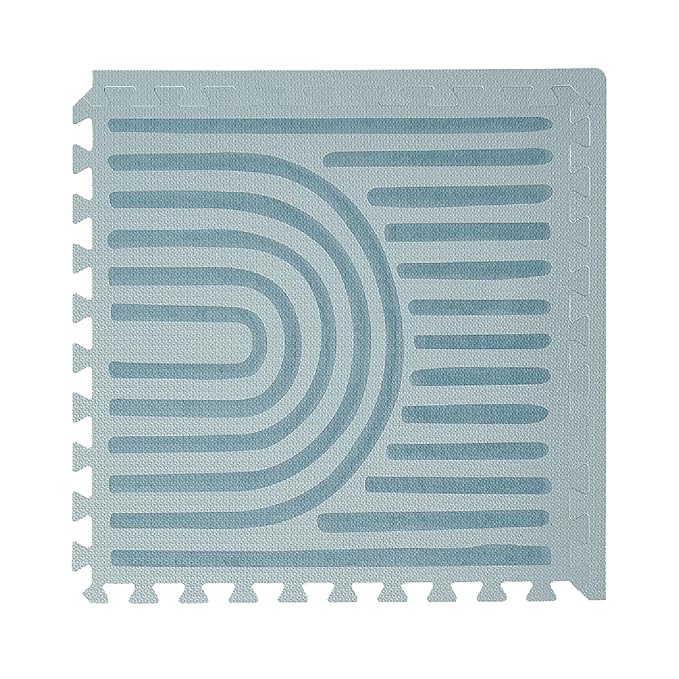 Toddlekind Playmat - Premium Foam Playmat, 4 x 6 feet, 6 Tile Extra Thick Foam Floor Puzzle Mat for Babies/Toddlers Stylish, Non-Toxic, Odorless. Perfect for Tummy Time, Crawling, and Play. Ideal for Nursery and Playroom. 0m+ (Blue)