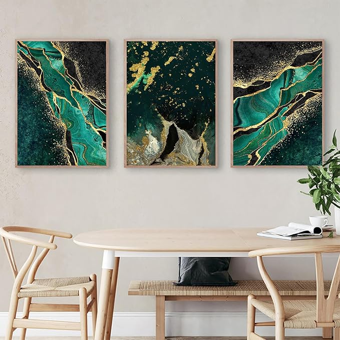 LUHDFYS Abstrct Green Marble Texture Poster Canvas Print Luxury Style Art Painting Nordic Decorative Picutre Modern Living Room Decor Unframed (12x16Inch Unframed)