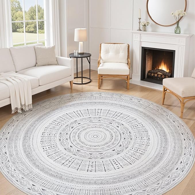 Area Rugs for Living Room Washable Living Room Rug Soft Neutral Indoor Floor Carpet Non-Slip Stain Resistant Modern Boho Rugs for Bedroom Dining Room Kids Room Nursery Office Home Dark Grey
