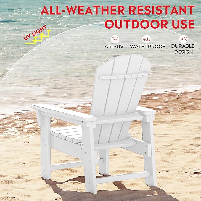 Costaelm Paradise Kids 5-Piece HDPE Outdoor Square Patio Dining Table and Chairs Set, White