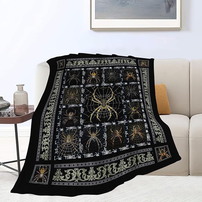Spider Blanket Spider Throw Blanket Flannel Stuff Merch Cozy Decor Fleece Plush Fuzzy Warm Lightweight Bedding Gifts for Women Man Girl Boys Couch Soft 50"X40"