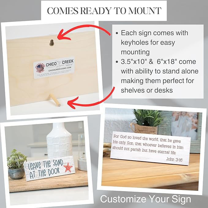 Custom Wood Signs, Personalized Sign For Home, Custom Fonts Colors Sizes, Make Your Own Unique Design, 10 Backgrounds - Fonts & Colors can be Changed, Personalized Rustic Sign (11" x 35")