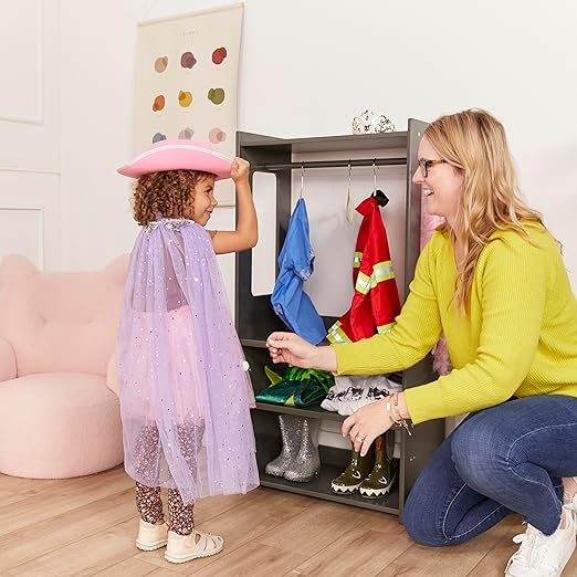 ECR4Kids TrendiTot Clothing Rack, Kids Wardrobe, Grey Wash