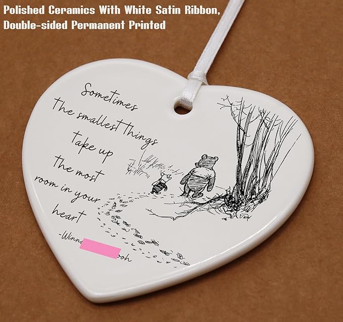 Heart Shaped Christmas Ornament-Sometimes The Smallest Things Matter-Inspirational Gift for Mom Dad Teacher Friend Grandparent Godparent Ceramic Keepsake Decor