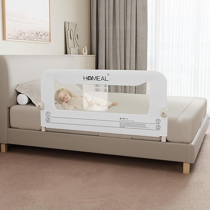 HOMEAL Bed Rail for Toddlers, 47in Foldable Toddler Bed Rails with U-Shape Base, Baby Bed Rail Guard for Twin, Full, Queen, King Beds, Bed Rail for Baby, Bed Guard Rail for Toddlers, White