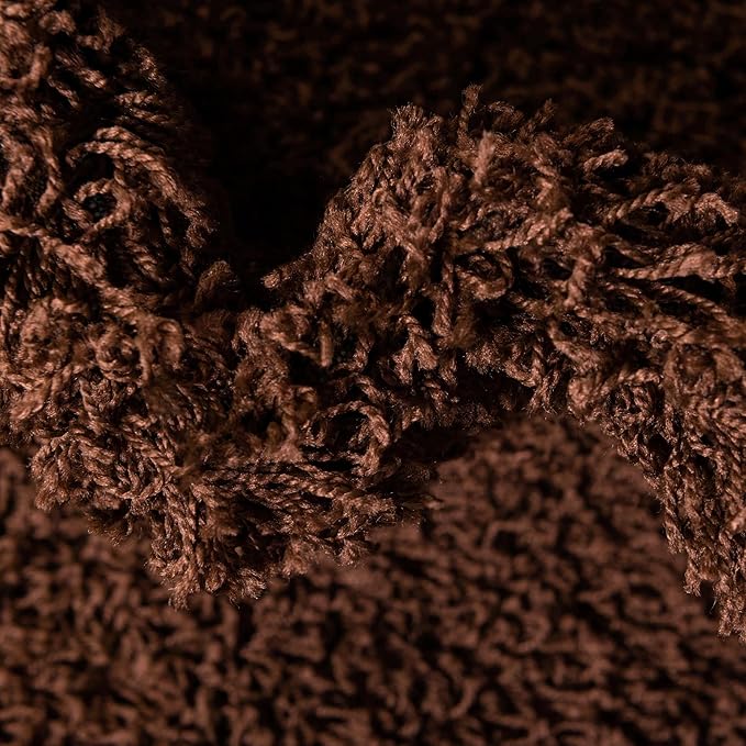 Unique Loom Solid Shag Collection Area Rug (3' 3" Round, Chocolate Brown)
