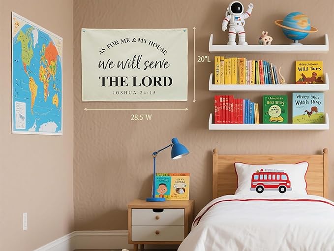 Bible Verse Sign Christian Banner-Home Rectangular Canvas Banner Flag Wall Decor for Rustic Family Signs Country Farmhouse,Home Dining Room Living Room Decor-Christmas Gift-As for Me and My House