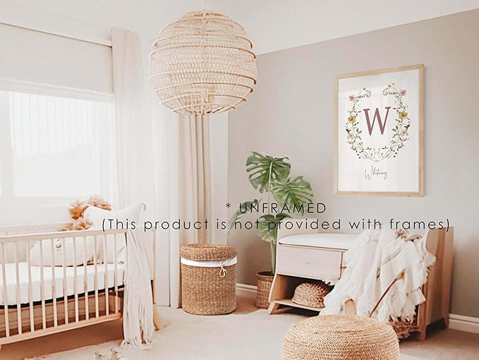 Personalized Name Flower Nursery Wall Art Prints, Crib & Nursery décor, Newborn Baby Girl Gift Present, Floral Baby Girl Room Pictures, Poster For Baby And Kids (1 Print, Flower 3)