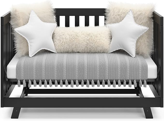 Storkcraft Beckett Convertible Crib (Black) – Converts from Baby Crib to Toddler Bed and Daybed, Fits Standard Full-Size Crib Mattress, Adjustable Mattress Support Base