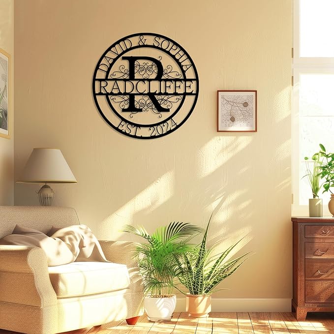 Personalized Metal Signs | Split Monogram Letter with Name | Custom Outdoor Metal Sign | Home Decor Sign | Personalized Family Name Sign | Housewarming Gift for Couples | Monogram Wall Decor
