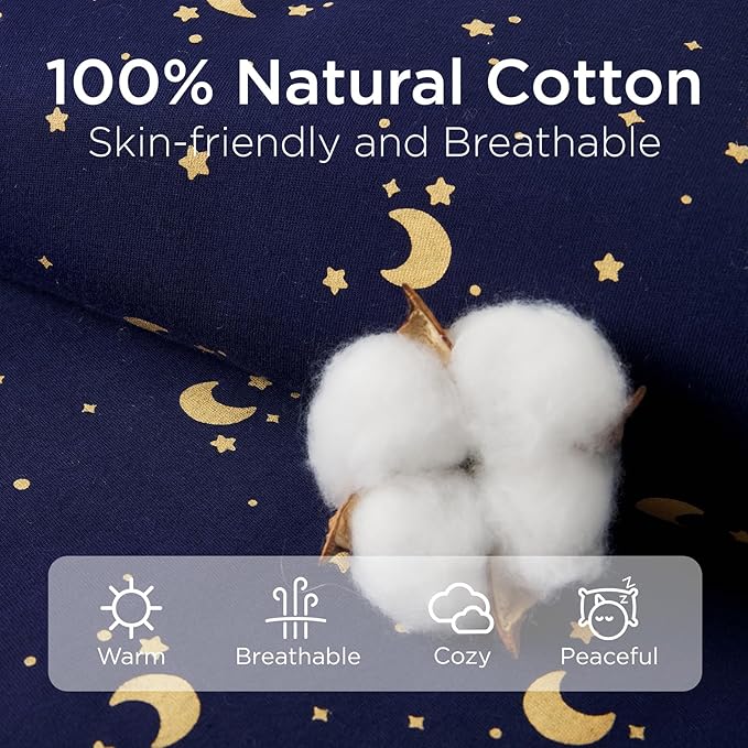 Duomiaomiao 3.5 TOG Baby Sleep Sack 100% Cotton Winter Long Sleeve Baby Wearable Blanket, Super Warm Quilted Comfy Toddler Sleeping Sack