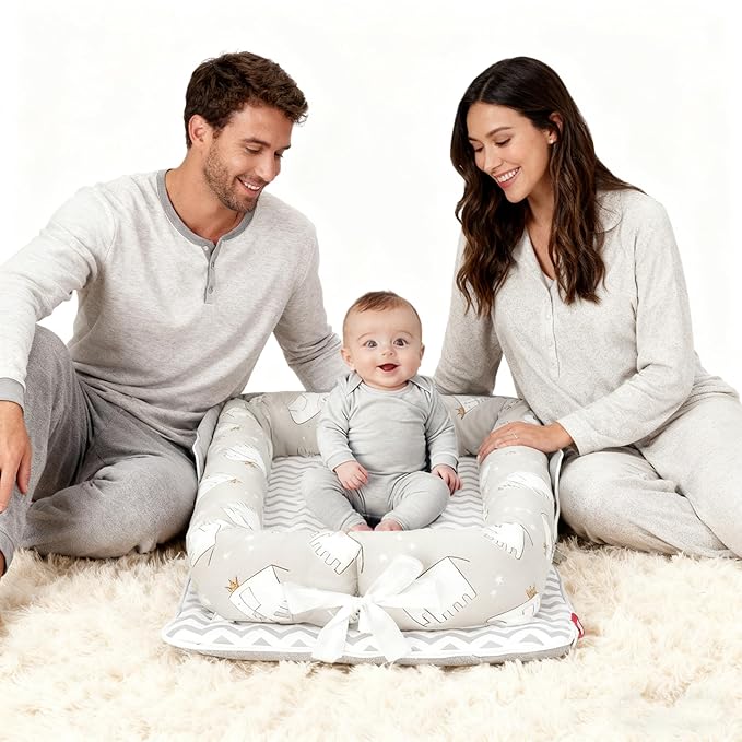 Baby Lounger for Newborn Portable Bag,Baby Lounger Play Mat for Awake-Time,Newborn Babies Essentials Gifts 0-24 Months Home Travel(Elephant Grey)