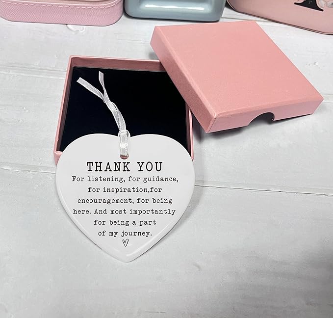 Heart Shaped Christmas Ornament-Thanksgiving Birthday for Leader Boss Teacher Mentor Tutor Coach Godparents Best Friends-Thank You Appreciation Keepsake Plaque Decor Double-Sided Printing
