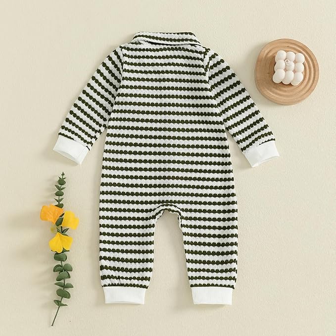 Thorn Tree Baby Boys Clothes Infant Knit Romper Long Sleeve Newborn Outfits Button Closure Onesie Turn Down Collar Jumpsuit