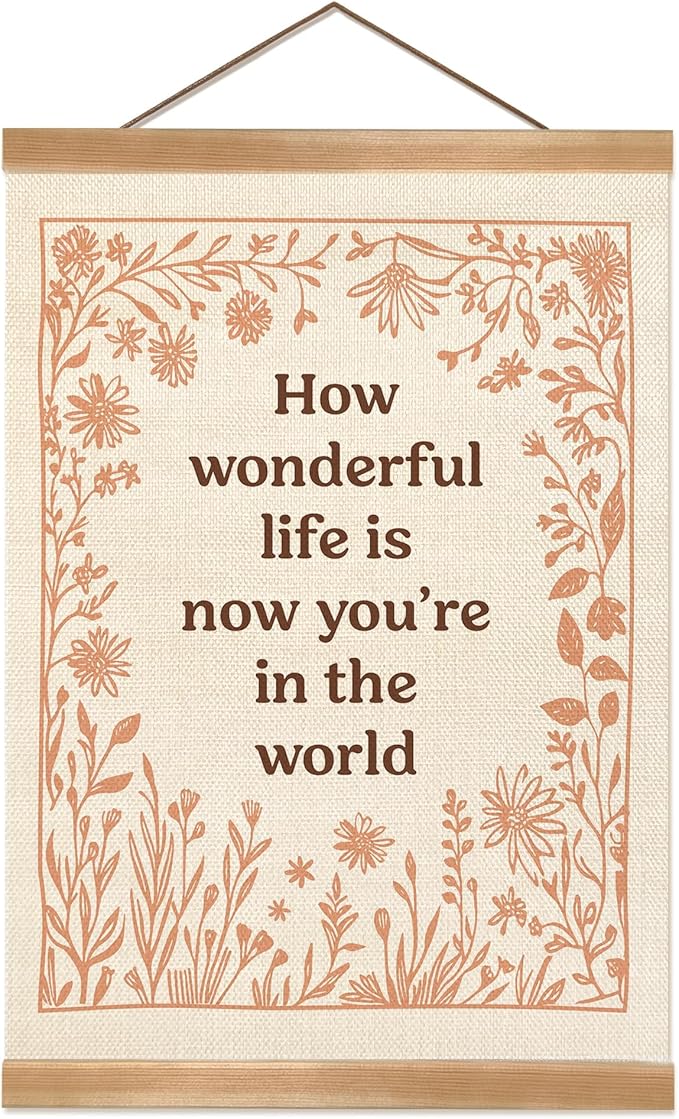 ZTGDA How Wonderful Life is Now Wall Art Decor, Boho Wall Poster,Boho Canvas Hanging Banner Wall Decor for Nursery Playroom Kids Room Home, Office12x16inch