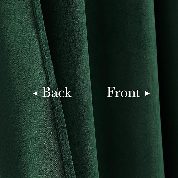 StangH Dark Green Velvet Curtains 84 inches - Christmas Decor Luxury Thick Room Darkening Window Drapes for Bedroom, Thermal Insulated Privacy Curtains for Living Room, W52 x L84, 2 Panels