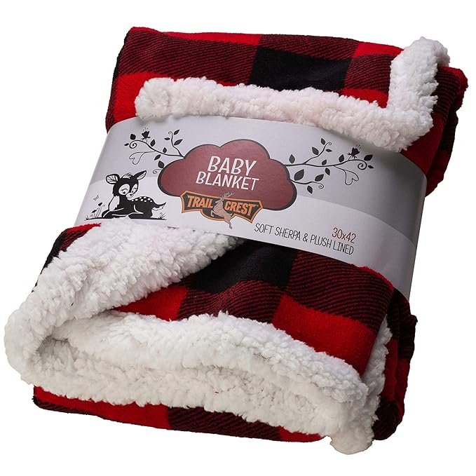 Ultra Soft Sherpa Fleece Plaid Baby Blanket | Cozy, Plush Throw Blanket for Kids | Reversible Plaid | Washable | Wide Size for Extra for Warmth & Comfort | Cute