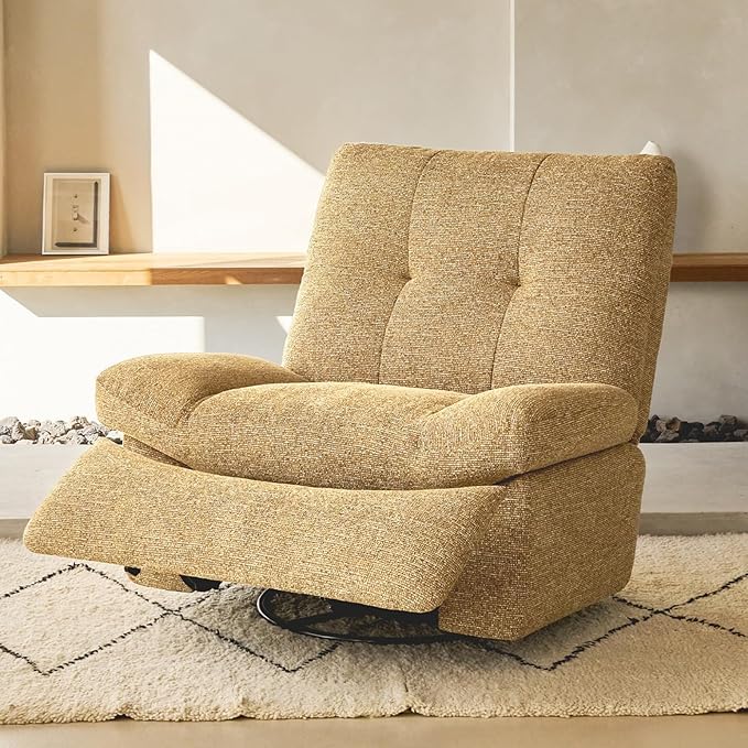 Nouhaus Swivel Rocking Chair Nursery, Oversized Glider Rocker Recliner Chairs with Footrest, USB & Type-C Ports, Rocking Recliner Chair for Nursery, Living Room (Snooze Classic, Autumn Brown)