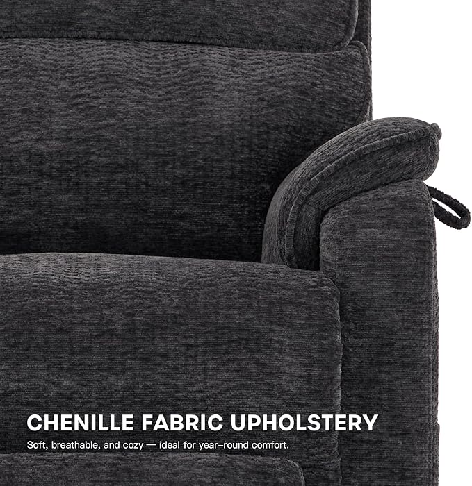 DYNOX 400 LBS Big Tall Man Large-Wide Power Dual Motor Lift Recliners Chairs for Elderly, Lay Flat Lift Chair with Infinite Positions, Heat & Massage, Extended Footrest (9298L, Chenille, Grey)