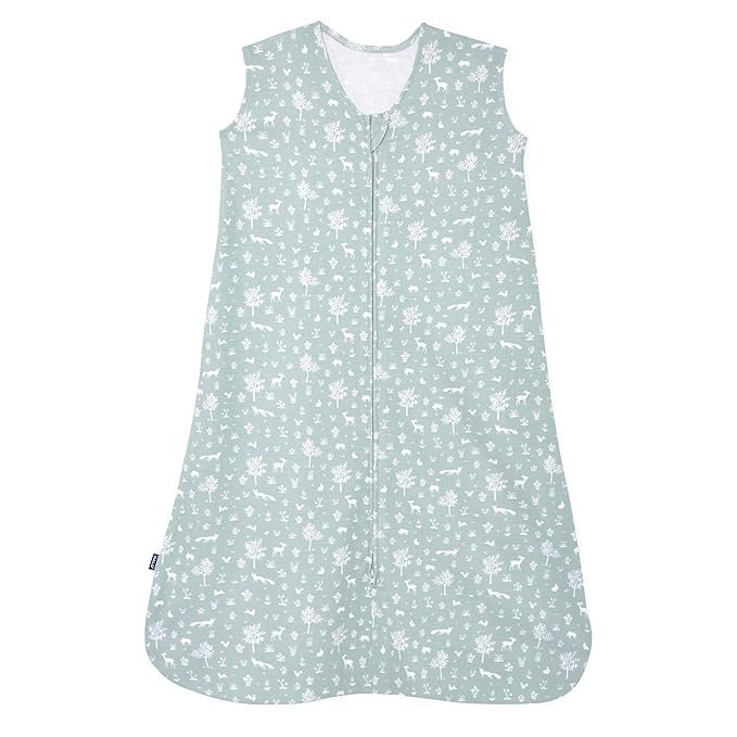 HALO SleepSack, 100% Cotton Wearable Blanket, Swaddle Transition Sleeping Bag, TOG 0.5, Sage Woodland, Medium, 6-12 Months