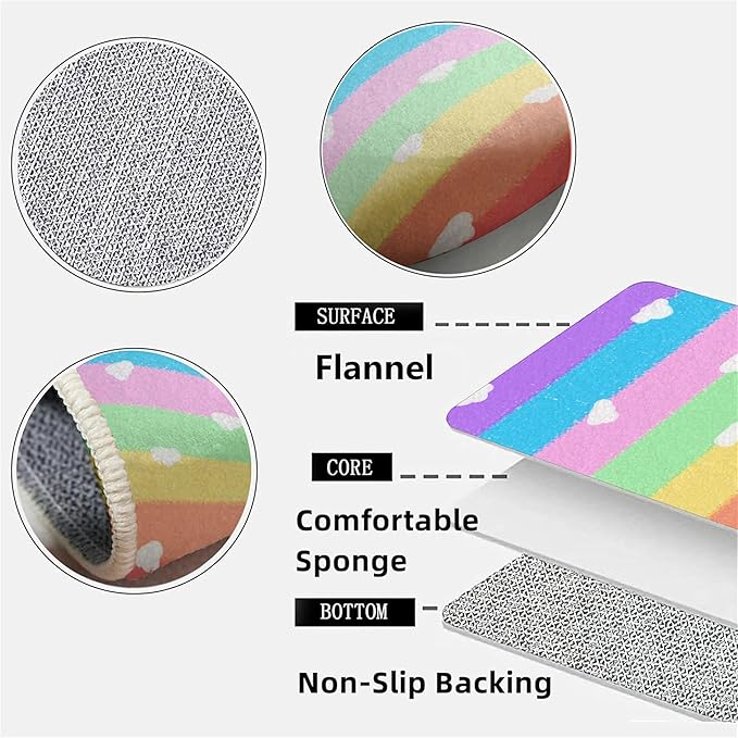 Soft Rainbow Area Rugs Girl's Bedroom Fluffy Colorful Rugs Cute Floor Mats Furry Children's Play Mats White Cloud Rainbow Prints Living Room Kids Room Nursery Home Decor 2x4ft