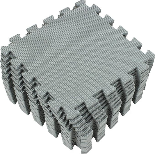 Yostrong® 18 Tiles Interlocking Puzzle Foam Baby Play Mat for Playing - EVA Babies Crawling Mat | Rubber Floor Work Out Mats for Home Gym. Gray. YOC-Lb18N