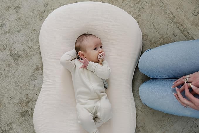 snuggle me® Baby Lounger Curve (Natural) + Lounger Cover (Natural) - Bundle