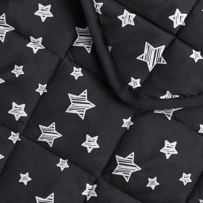 Baby Blanket for Boys and Girls, Soft Cozy Toddler Comforter Quilted with Black Star Print, Ultra Soft and Comfortable Down Alternative Crib Comforter, 39x47 Inches