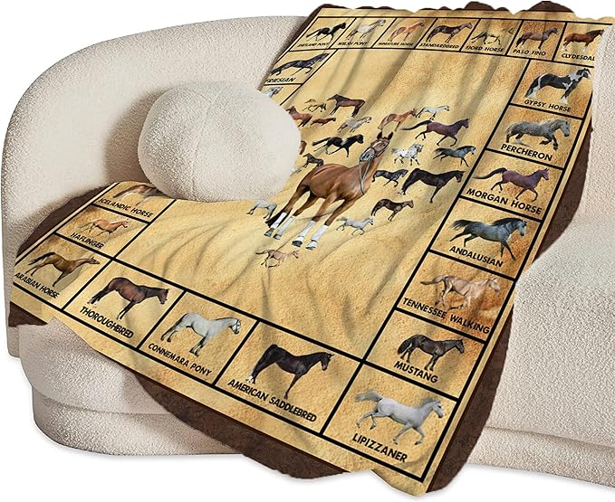 Horse Blanket Throws Horse Gifts Horses Throw Blanket for Girls Boys Kids Adults Soft Warm Cozy Fleece Blanket for Couch Sofa Bed 60"x50"